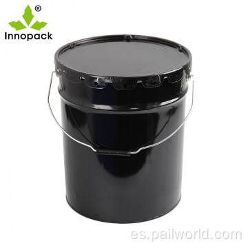 cubo negro de acero 5Gal con tapa y mango